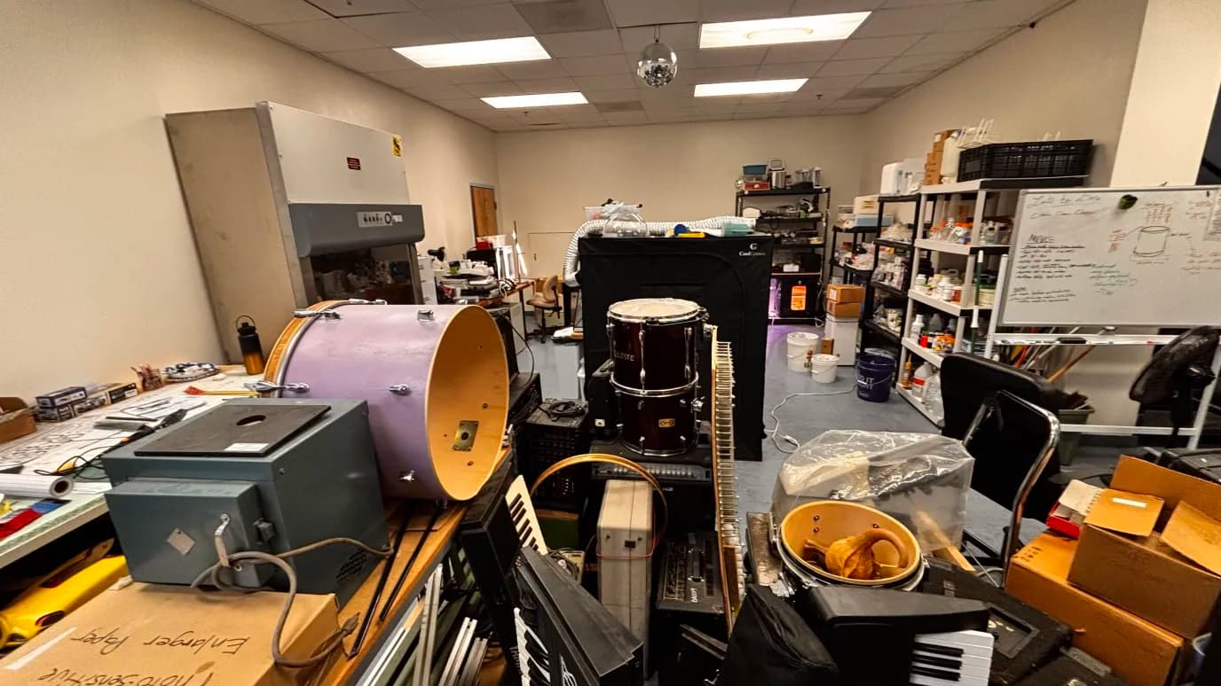 A lot of instruments at Splat Splace Durham